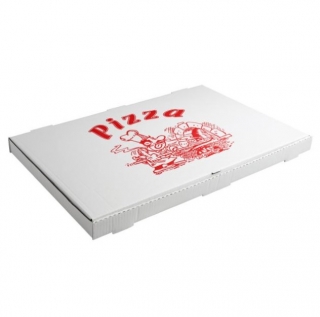 Krabice na pizzu, 60x40x4 cm - bílá/červená