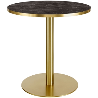 Stůl Marvani, 80x75 cm - černá/zlatá (zlatá podnož)