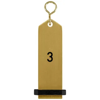 Přívěšek na klíče Bumerang s vyraženým číslem 3 - zlatá