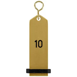 Přívěšek na klíče Bumerang s vyraženým číslem 10 - zlatá