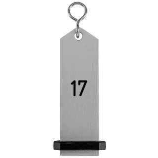 Přívěšek na klíče Bumerang s vyraženým číslem 17 - stříbrná