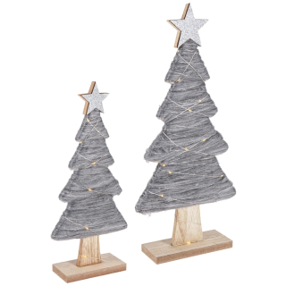 Set vánočních stromků Dinka LED, 31 cm / 41 cm - šedá/hnědá