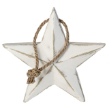 Závěsná dekorace hvězdy Abeni, 17x17 cm - bílá/hnědá