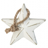 Závěsná dekorace hvězdy Abeni, 10,5x10,5 cm - bílá/hnědá