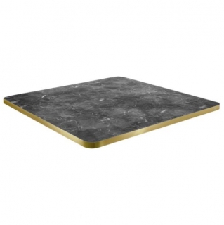 Stolová deska Marvani, 68x68 cm - černá/zlatá