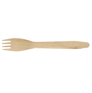 Jednorázová dřevěná vidlička, 16,5 cm
