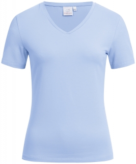Dámské triko V-výstřih, krátký rukáv - světle modrá