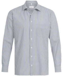 Pánská košile BASIC, dlouhý rukáv - bílá/tm. modrý proužek