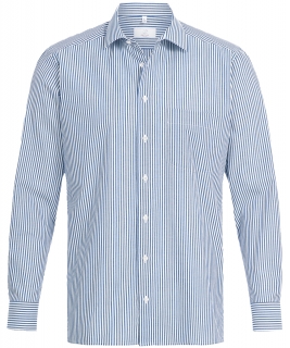 Pánská košile BASIC, dlouhý rukáv - bílá/sv. modrý proužek