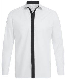 Pánská košile, dlouhý rukáv - bílá s černou légou