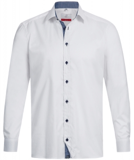 Pánská košile MODERN, dlouhý rukáv - bílá/kontrastní modrý vzor