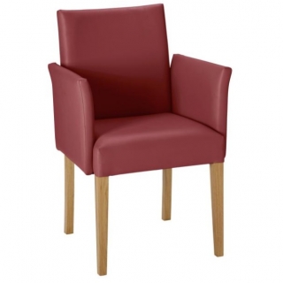 Židle s područkami Charmant, koženka - dub/bordó