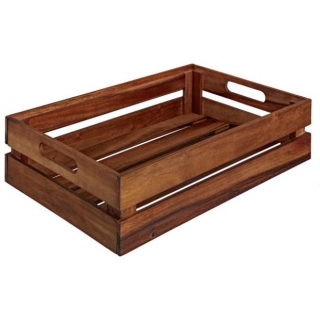 Dřevěný box Wantage s úchyty, 55,2x34,7x10 cm - akazie hnědá