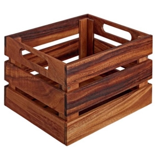 Dřevěný box Wantage s úchyty, 30x25x18 cm - akazie hnědá