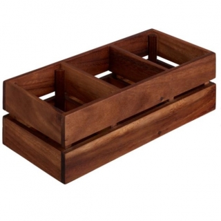 Dřevěný box Wantage bez úchytů s vnitř. přepážkami, 35x15x10 cm - akazie hnědá