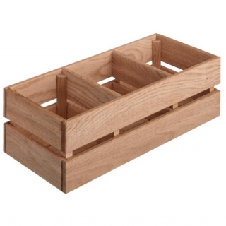 Dřevěný box Wantage bez úchytů s vnitř. přepážkami, 35x15x10 cm - dub