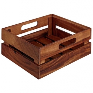 Dřevěný box Wantage s úchyty, 28,3x34,7x10 cm - akazie hnědá