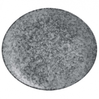 Talíř plochý (organický tvar) Mamoro, 20x17,5 cm - černá/bílá