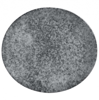 Talíř plochý (organický tvar) Mamoro, 25,5x23 cm - černá/bílá