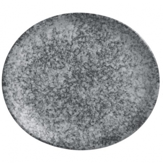 Talíř plochý (organický tvar) Mamoro, 31x26,5 cm - černá/bílá