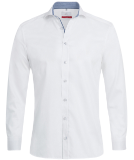 Pánská košile PREMIUM, dlouhý rukáv - bílá/kontrastní modrý vzor