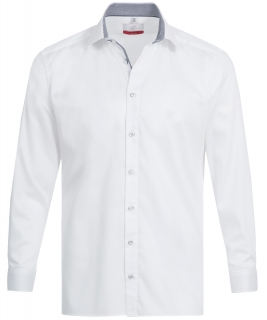 Pánská košile PREMIUM, dlouhý rukáv - bílá/kontrastní šedý vzor