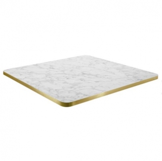 Stolová deska Marvani, 68x68 cm - bílá/zlatá