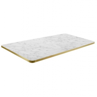 Stolová deska Marvani, 120x80 cm - bílá/zlatá