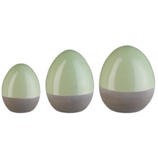 Keramická vajíčka Biana*, set 3 ks - zelená/šedá