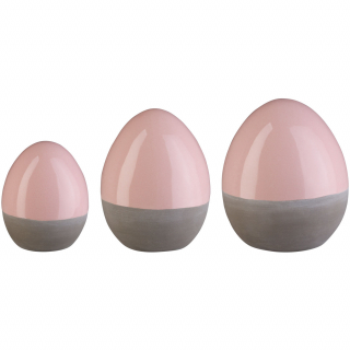 Keramická vajíčka Biana, set 3 ks - růžová/šedá - POSLEDNÍ KUSY!