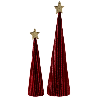 Set vánočních stromků Efsane, 23 cm / 34 cm - červená/zlatá
