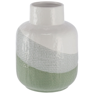 Keramická váza Asal, 12,5x23 cm - krémová bílá/šedá/zelená