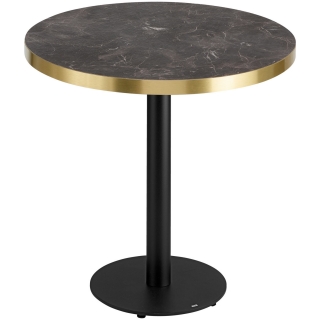 Stůl Marvani, 80x75 cm - černá/zlatá (černá podnož)