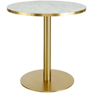 Stůl Marvani, 80x75 cm - bílá/zlatá (zlatá podnož)