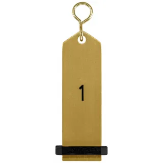 Přívěšek na klíče Bumerang s vyraženým číslem 1 - zlatá