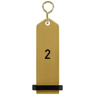 Přívěšek na klíče Bumerang s vyraženým číslem 2 - zlatá