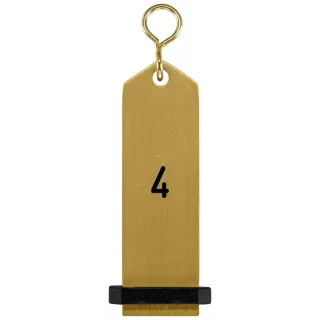 Přívěšek na klíče Bumerang s vyraženým číslem 4 - zlatá