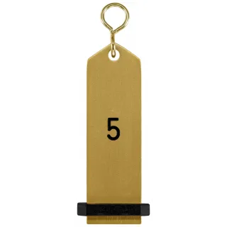 Přívěšek na klíče Bumerang s vyraženým číslem 5 - zlatá