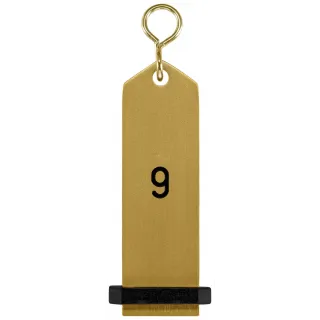Přívěšek na klíče Bumerang s vyraženým číslem 9 - zlatá
