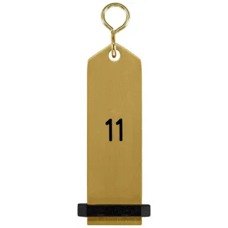 Přívěšek na klíče Bumerang s vyraženým číslem 11 - zlatá