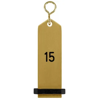 Přívěšek na klíče Bumerang s vyraženým číslem 15 - zlatá