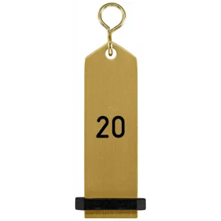 Přívěšek na klíče Bumerang s vyraženým číslem 20 - zlatá