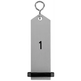 Přívěšek na klíče Bumerang s vyraženým číslem 1 - stříbrná