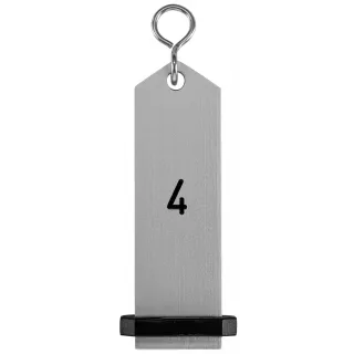 Přívěšek na klíče Bumerang s vyraženým číslem 4 - stříbrná