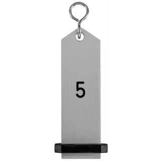 Přívěšek na klíče Bumerang s vyraženým číslem 5 - stříbrná