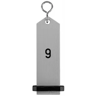 Přívěšek na klíče Bumerang s vyraženým číslem 9 - stříbrná