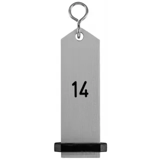 Přívěšek na klíče Bumerang s vyraženým číslem 14 - stříbrná