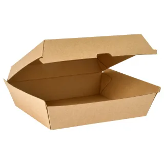 FSC® kartonový menu box Clam, 17,8x16x7,5 cm / 1300 ml - hnědá