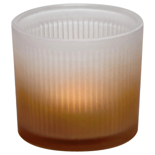 Skleněný svícen na čajové svíčky Tamomi, 8x7,5 cm - bílá/hnědá