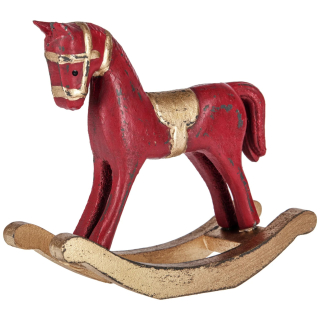 Houpací kůň Zaya, 13,3x4,6x11 cm - červená/zlatá